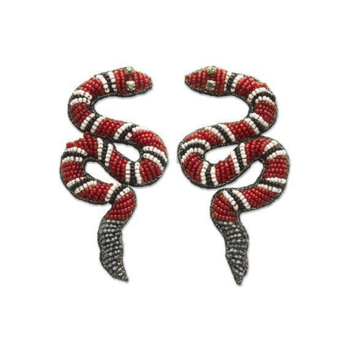 Sly As discount a Snake | Red, White, Black Snake Earrings